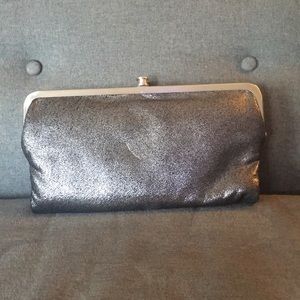 Silver metallic clutch